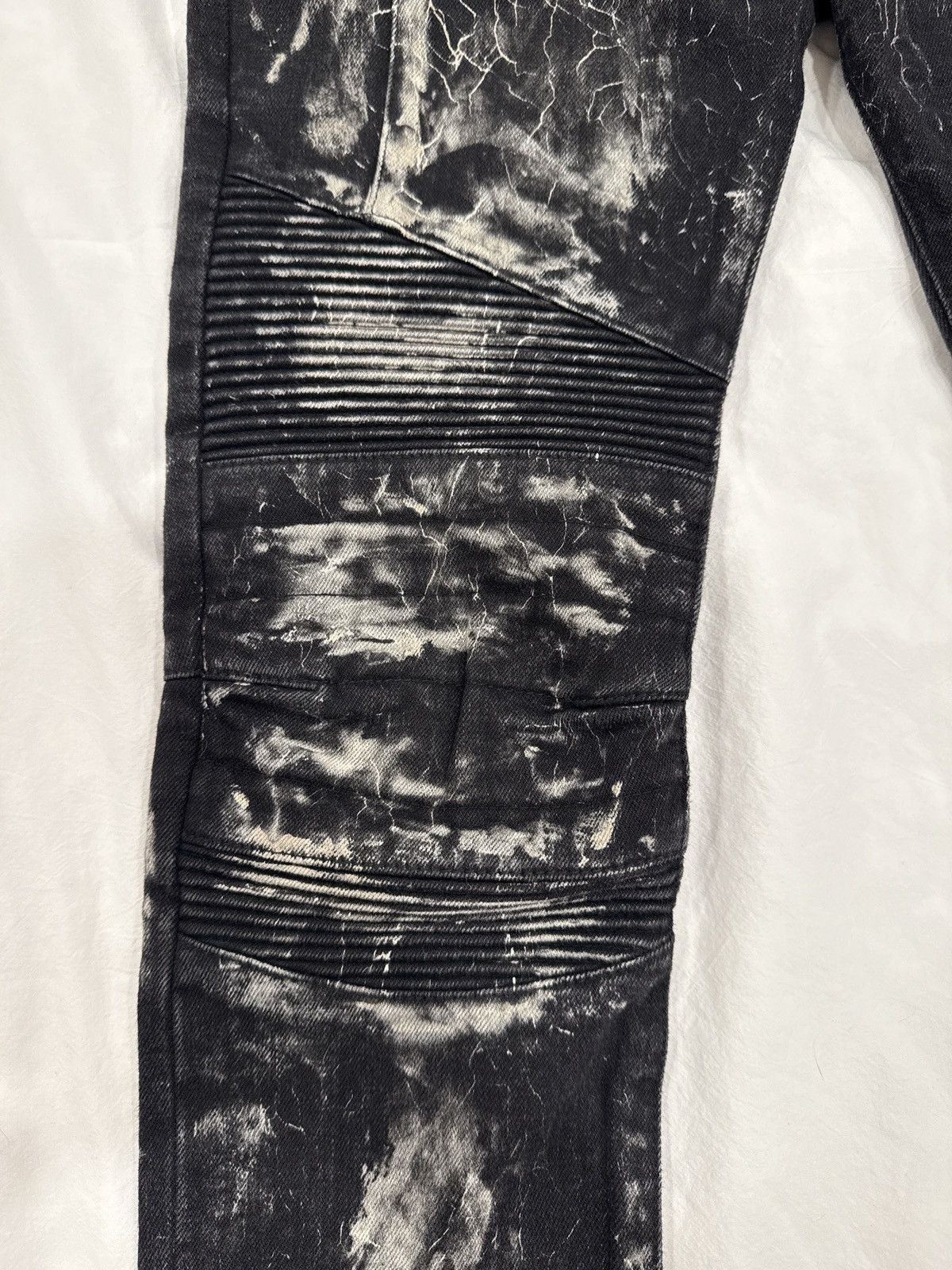 Balmain Balmain Black White Marble Biker Skinny Jeans Size US 29 - 3 Thumbnail