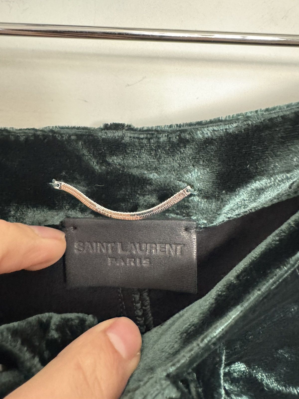 Saint Laurent Paris Green Velour Highwaisted pants Size US 31 - 4 Thumbnail