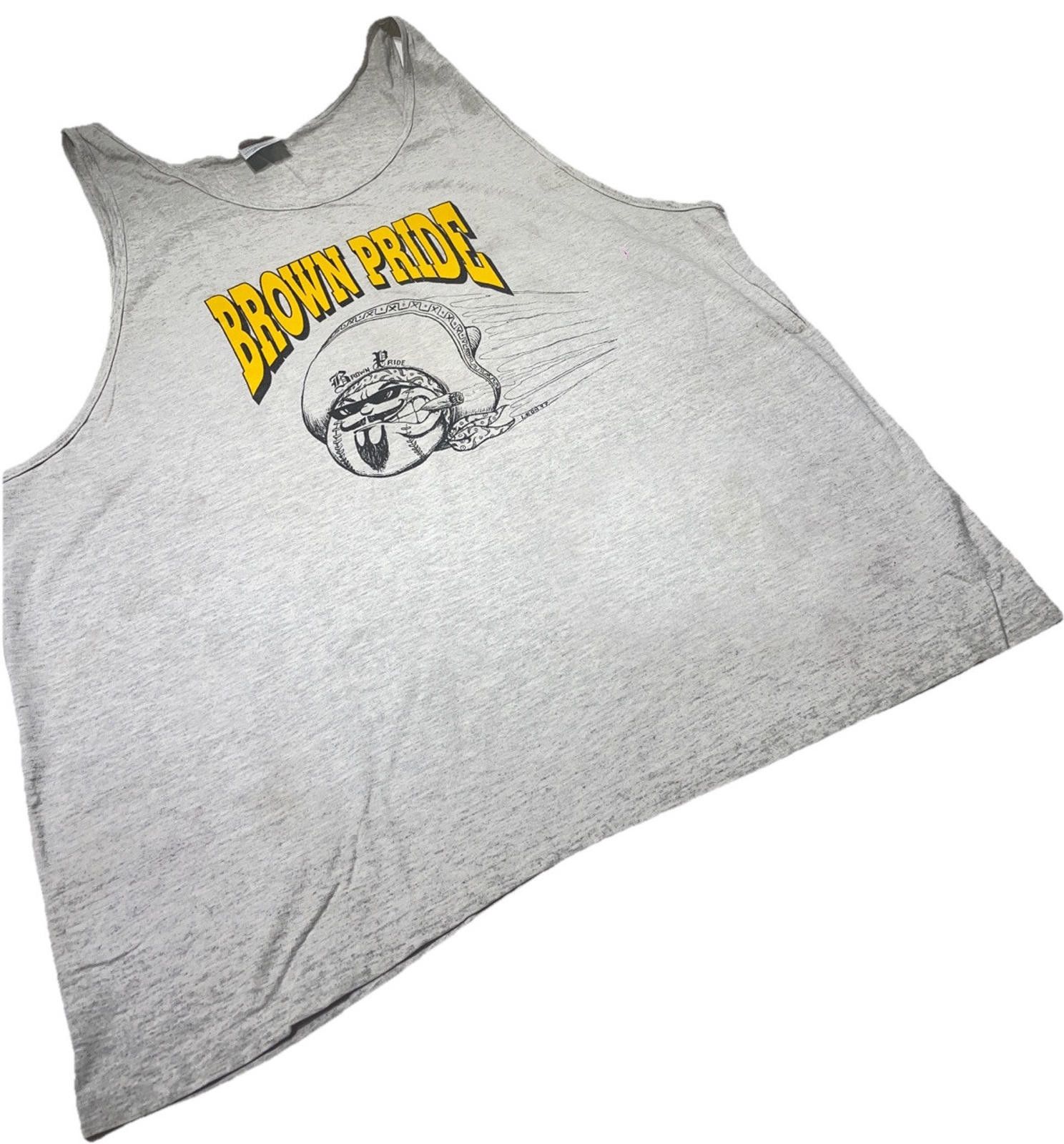 Hanes Vintage 90s Brown Pride Tank Top Chicano T-shirt Mexican XXL Size US XXL / EU 58 / 5 - 2 Thumbnail