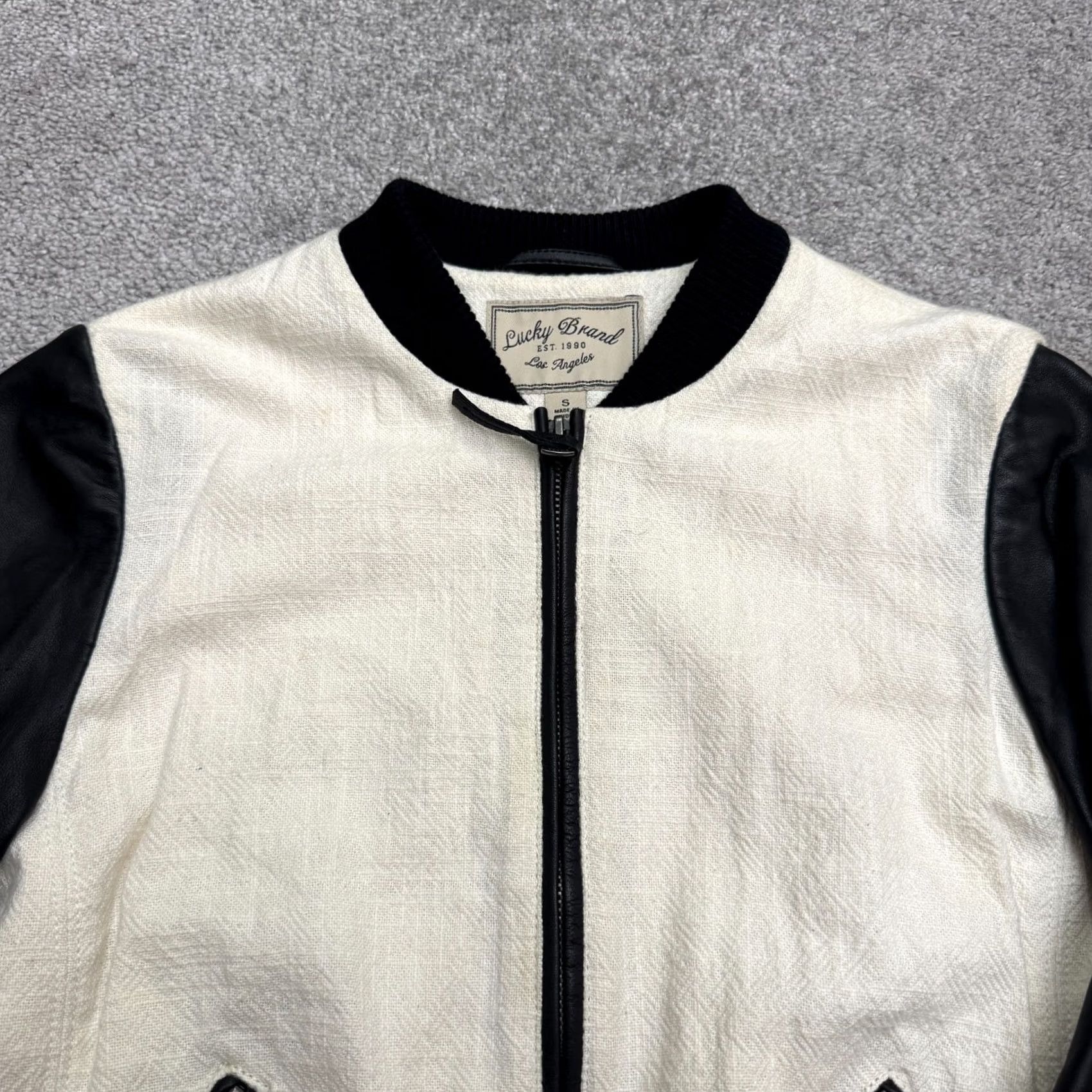 Lucky Brand Lucky Brand Leather Sleeve Bomber Jacket Women S Colorblock Multicolor Short All Seasons Zip Jacket Size S / US 4 / IT 40 - 4 Thumbnail
