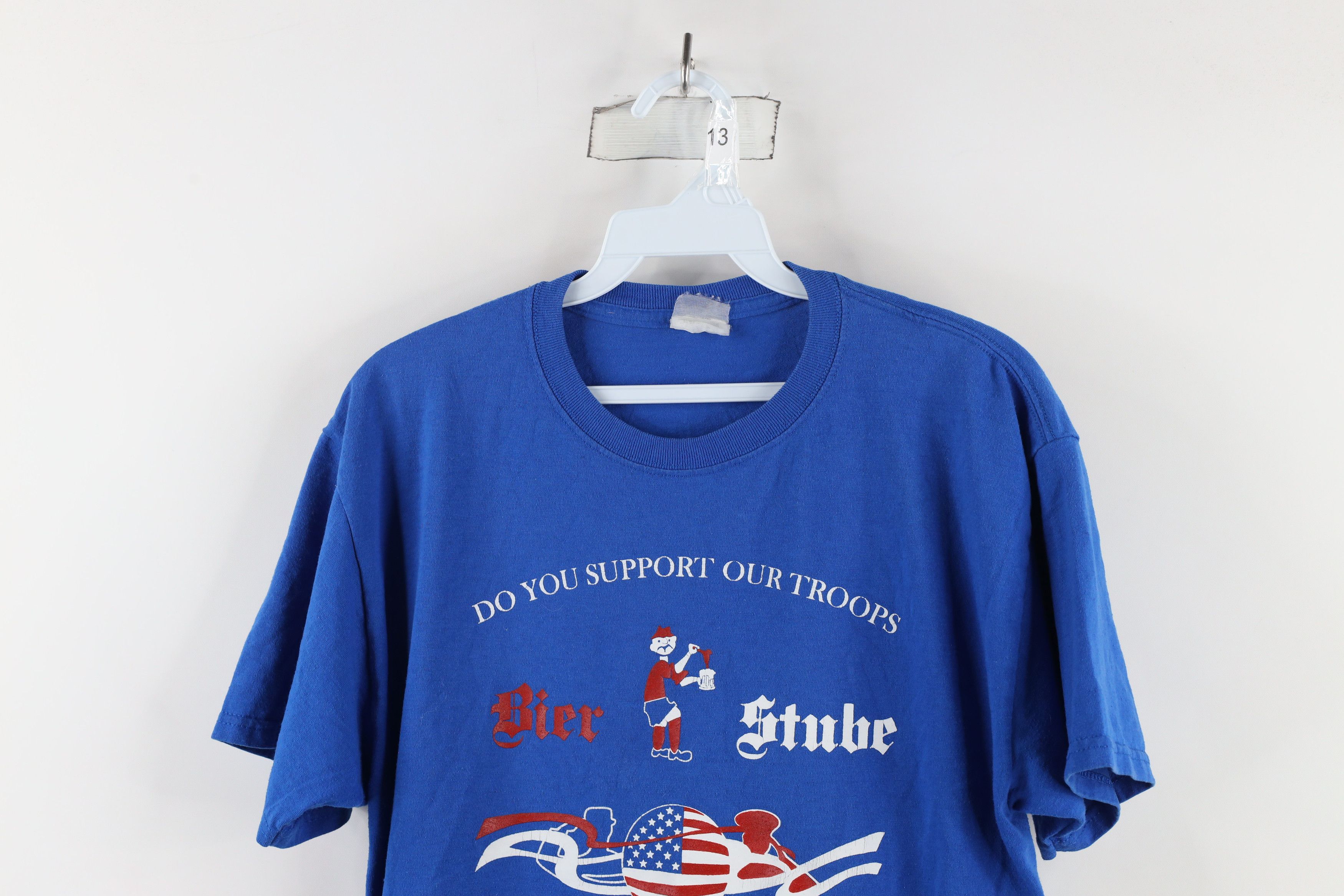 Vintage Vintage 90s Bier Stube Support Our Troops T-Shirt Blue Size US M / EU 48-50 / 2 - 2 Thumbnail