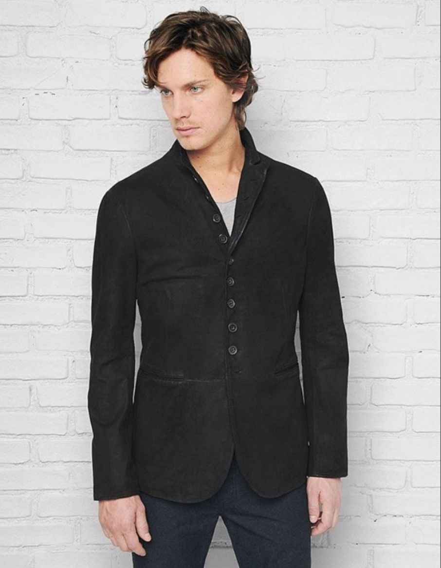 Goat suede Multibutton jacket. 46