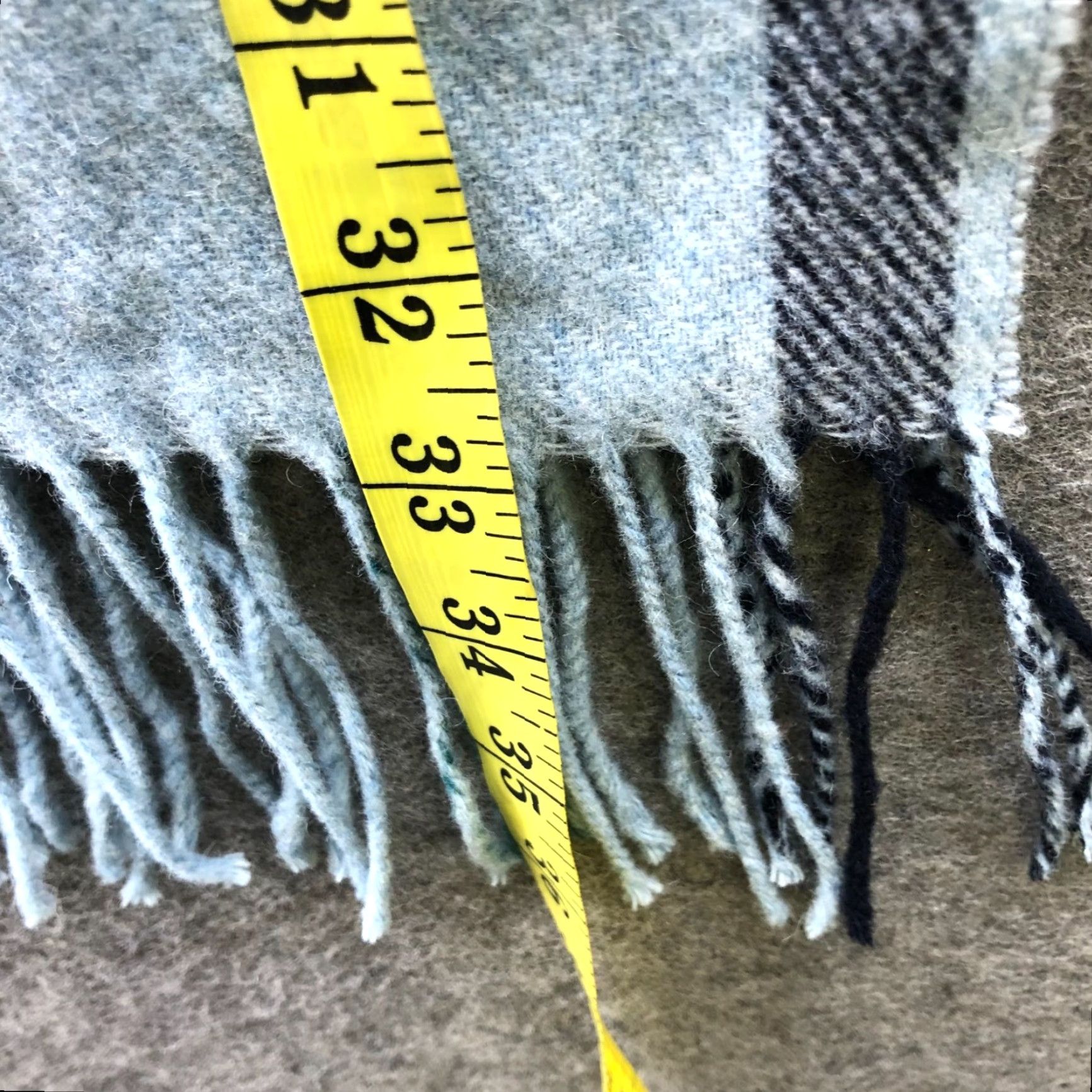 Vintage Italian Woolen Treasures Scarf Mens One Size Blue Plaid Wool Fringe Knit Rectangle Neck Warmer Winter Size ONE SIZE - 6 Thumbnail