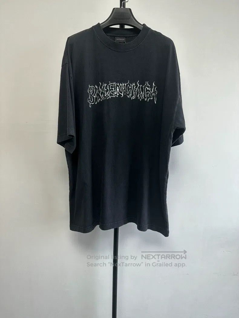 Balenciaga Balenciaga Water-washed Faded Letter Print Short Sleeve Size US L / EU 52-54 / 3 - 1 Thumbnail
