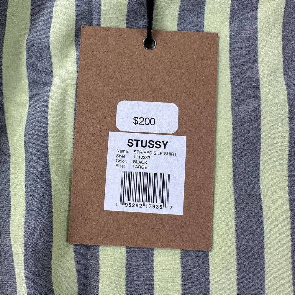 Stussy Stussy NWT 100% Silk Green/Black Striped Shirt Size Large M Size US L / EU 52-54 / 3 - 3 Thumbnail