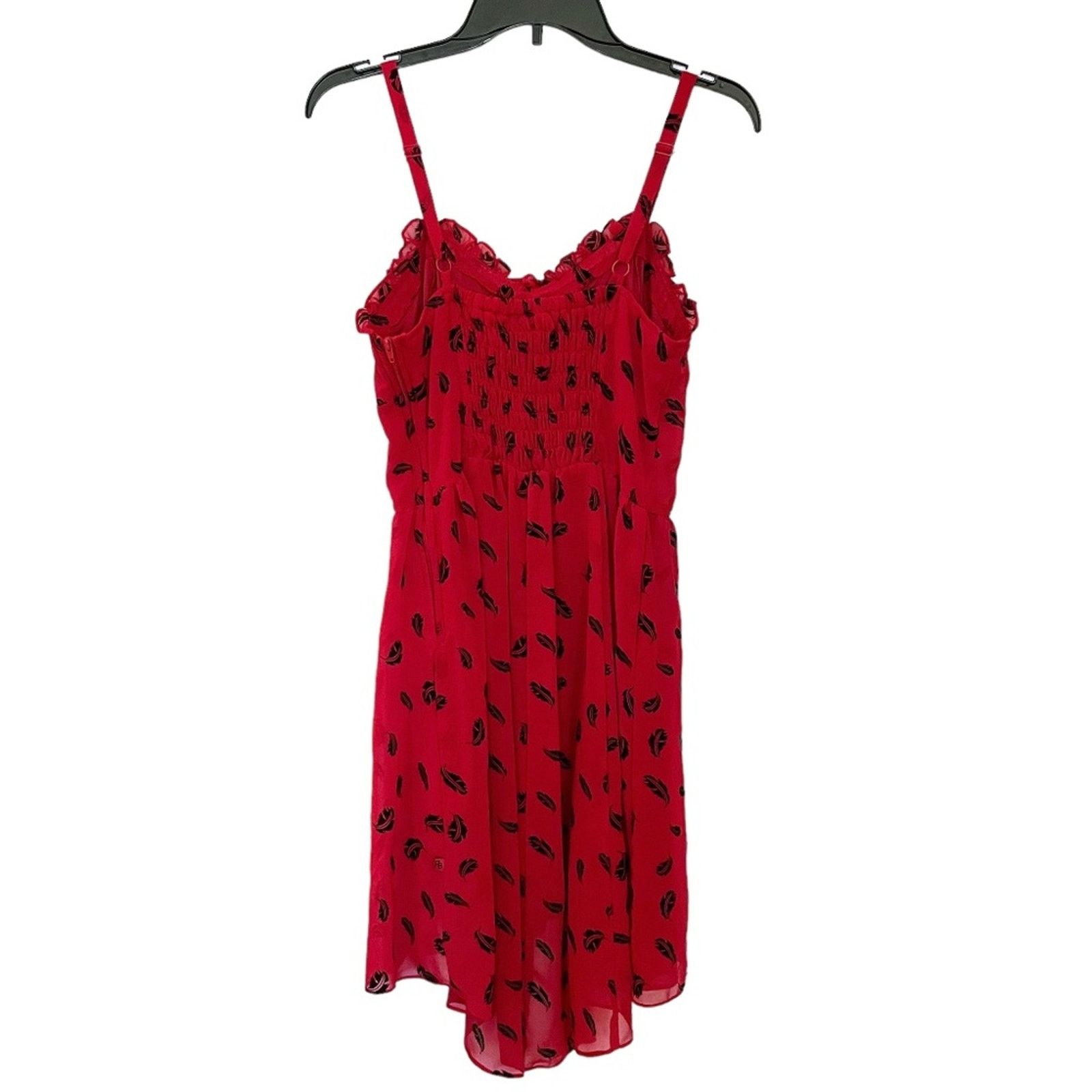 Tripp NYC Royal Bones Red & Black Feather High-Low Dress Size S / US 4 / IT 40 - 3 Thumbnail