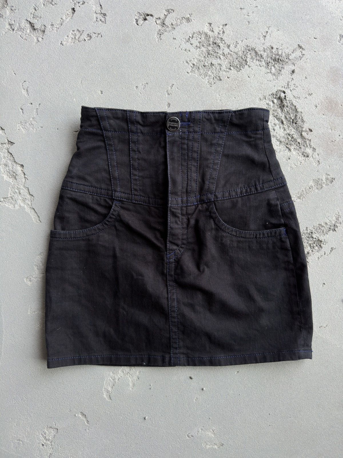 Jean Paul Gaultier Jeans Black Denim Corset Mini Skirt S in Blue, Women's (Size 28)