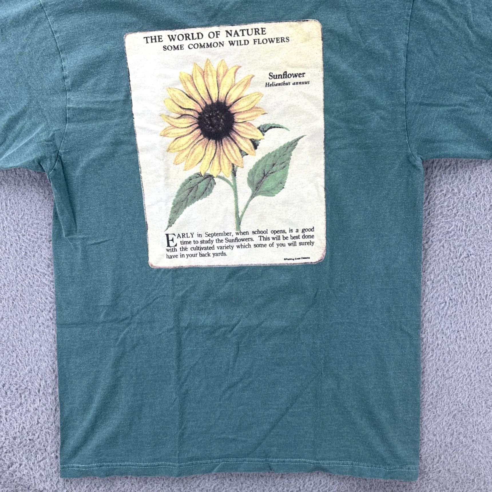 Sunflower VINTAGE Packing Crate Classics T-Shirt Green 90s Sunflower Graphic Print Large L Men Crew Neck Short Sleeve Graphic Print Mens Size US L / EU 52-54 / 3 - 4 Thumbnail