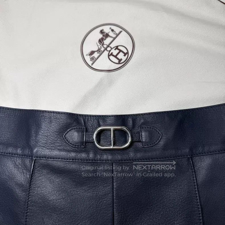Hermes Hermes Pig Nose Buckle Dark Blue Sheepskin Short Pants Size 25" / US 0 / IT 36 - 3 Thumbnail