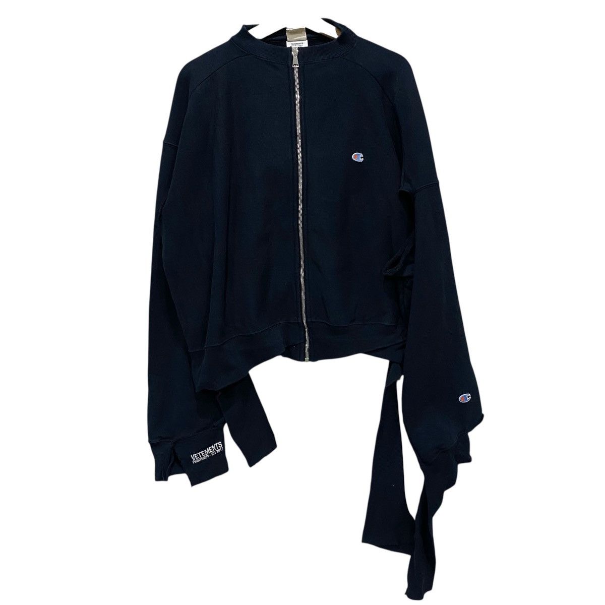 Champion × Vetements RARE Vetements x Champion Deconstructed Zip Blue Sweatshirt Size US XS / EU 42 / 0 - 3 Thumbnail
