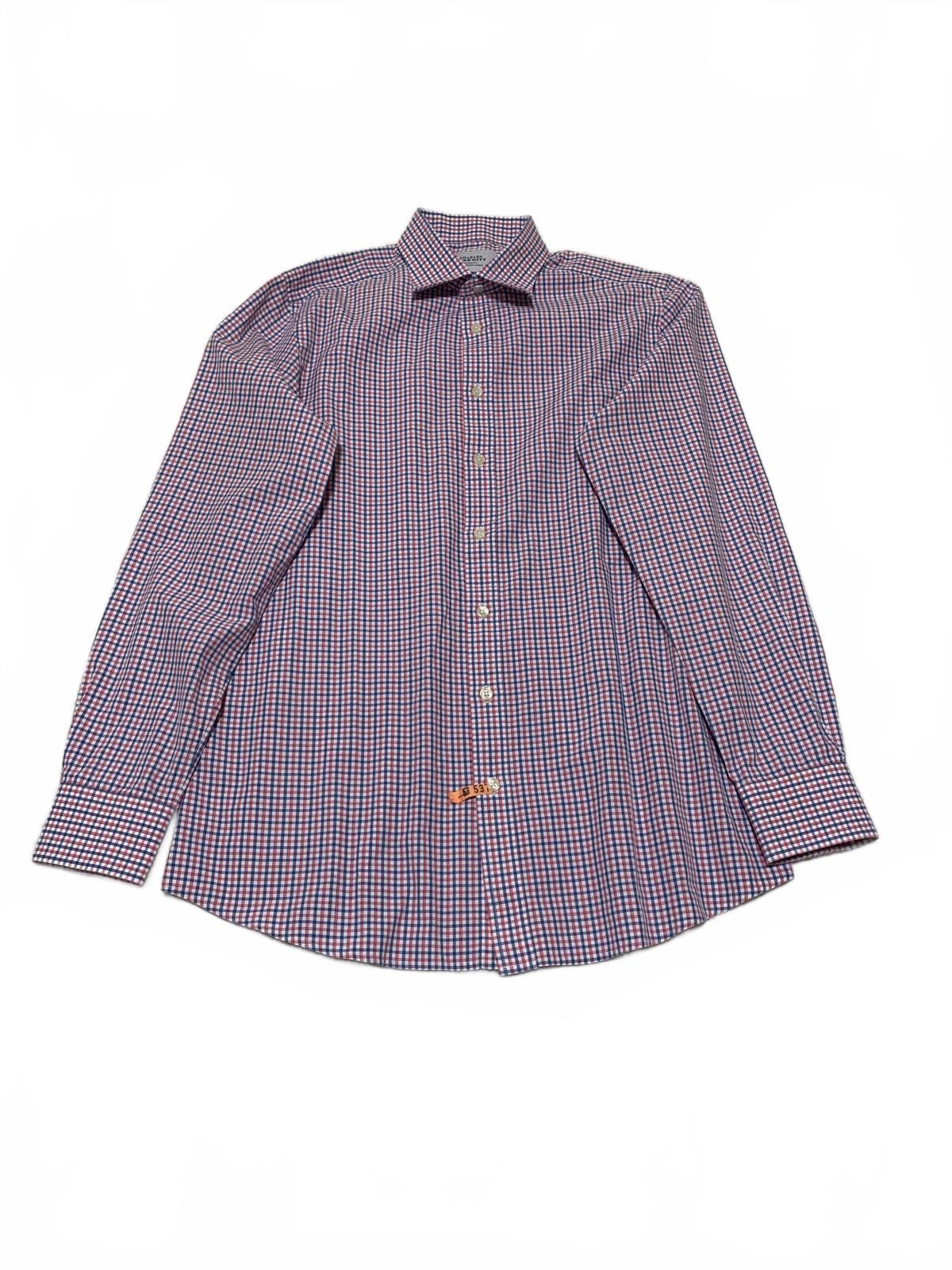 Charles Tyrwhitt Charles Tyrwhitt Slim Fit Men's 16/36 Red Blue Check Shirt Size 38R - 1 Thumbnail