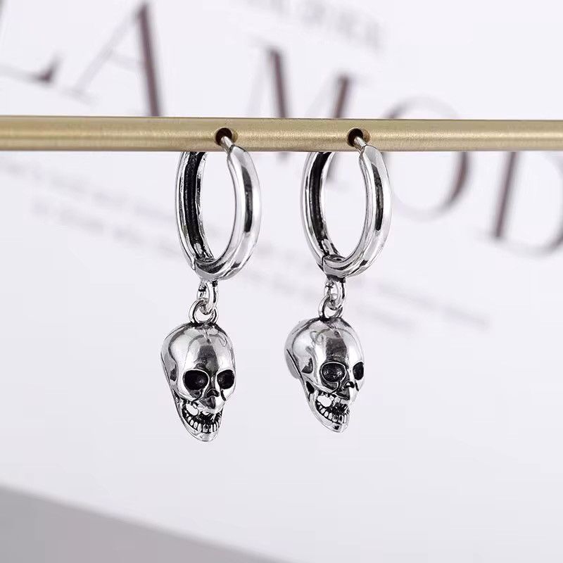 Jewelry Metal Skull Skeleton Earrings For Men Women in Silver
