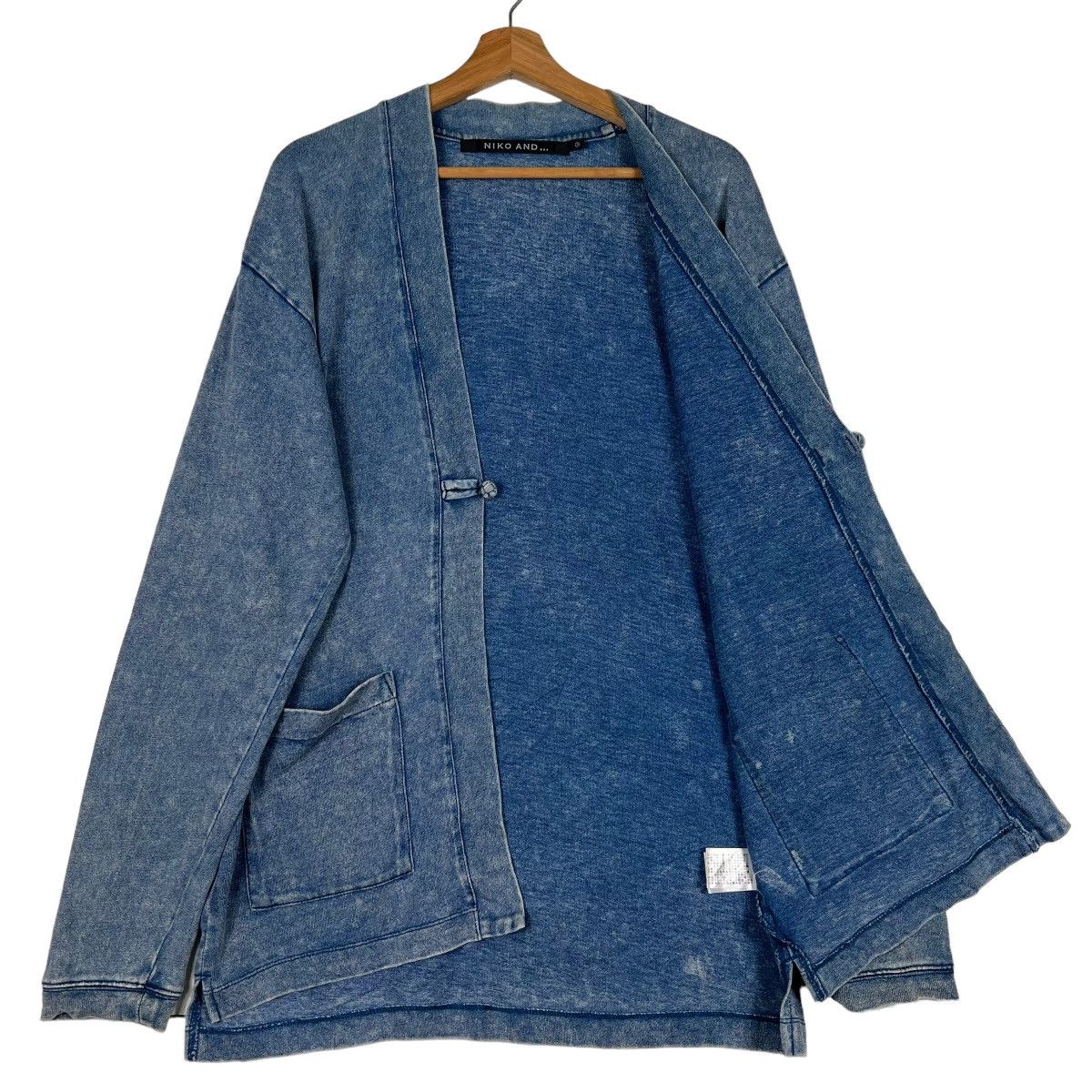 Designer 🔥 NIKO AND DYED WASHED INDIGO MANDARIN CARDIGAN JACKET Size US L / EU 52-54 / 3 - 9 Thumbnail