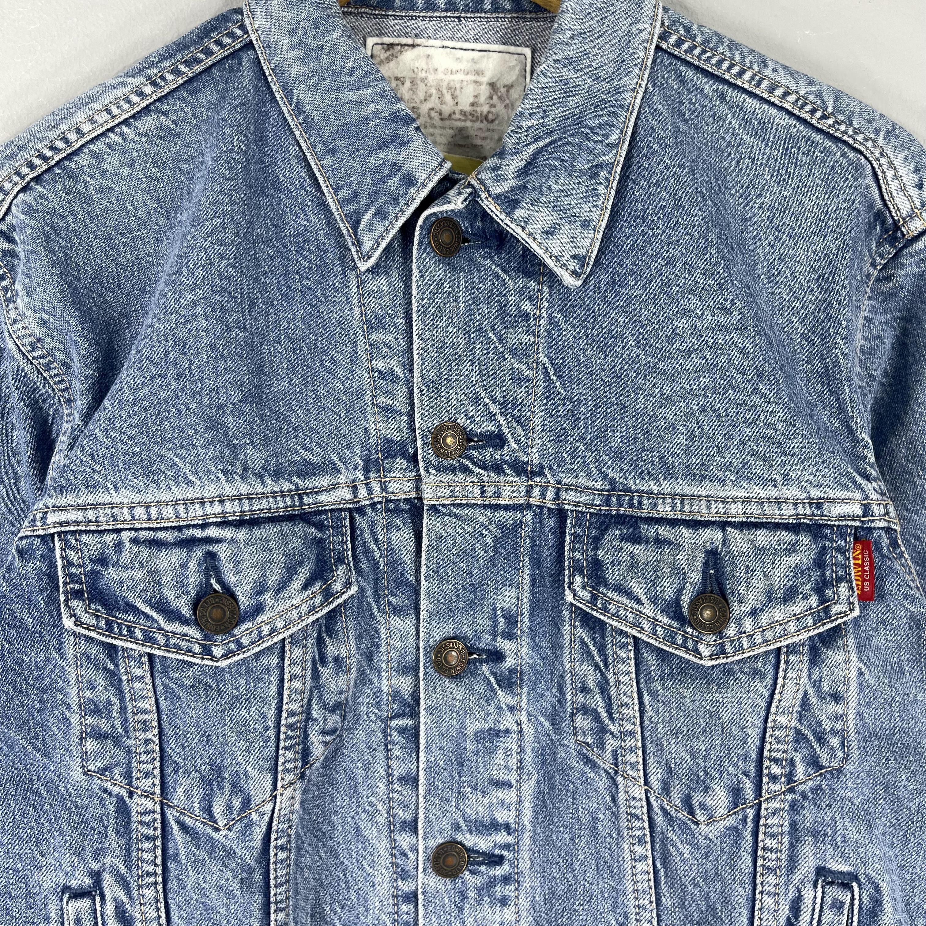 Edwin Vintage 90s EDWIN Usa Classic Denim Trucker Mid Wash Jacket Size US M / EU 48-50 / 2 - 2 Thumbnail