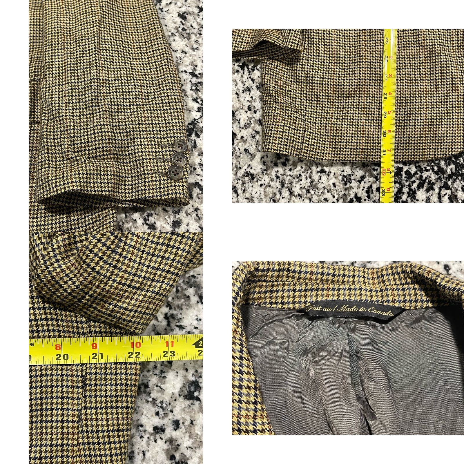 Jack Victor Loro Piana 100% Cashmere Houndstooth Blazer Jacket Sz 42R Jack Victor Men Notch Lapel Single-Breasted 2-Button Dry Clean Only Multicolor Size 42R - 8 Thumbnail