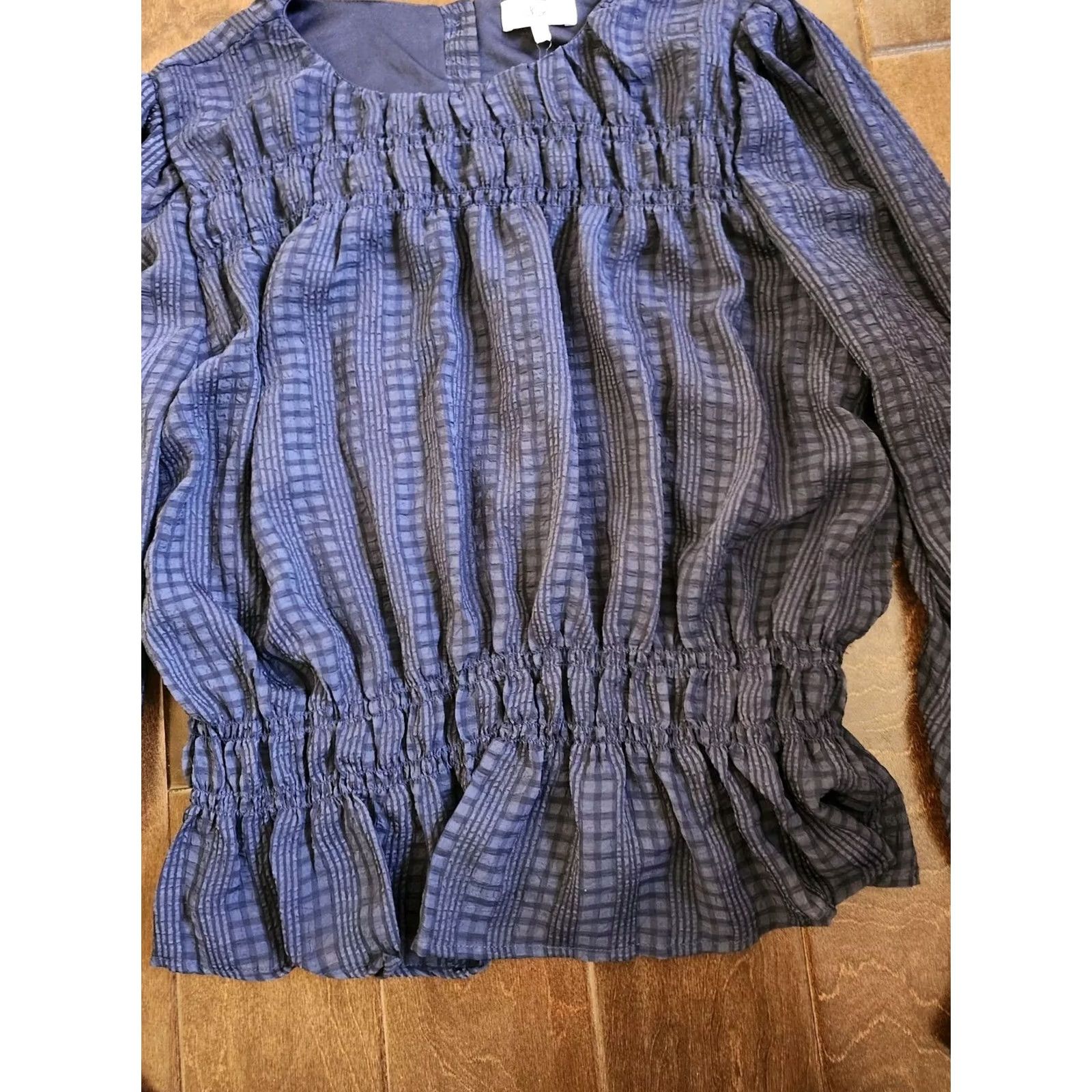 Vintage NSR Blouse Shirt - Womens Blue Long Sleeve Pleated - XL - NWT Size XL / US 12-14 / IT 48-50 - 6 Thumbnail