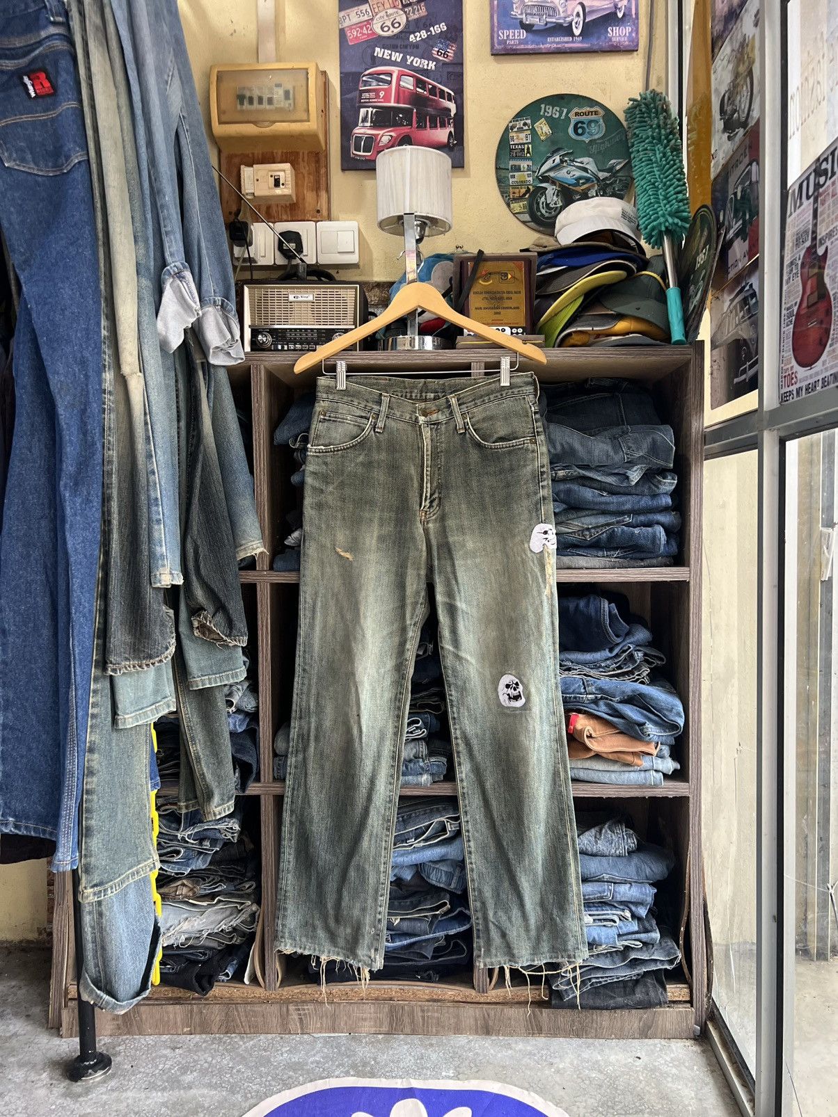 Wrangler 🔥Vintage Wrangler Skulls Patches Distressed Denim Size US 30 / EU 46 - 1 Thumbnail