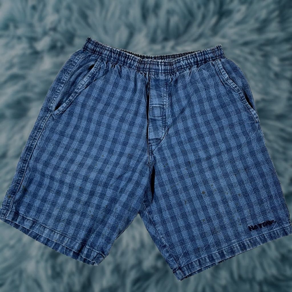 No Fear VINTAGE No Fear Denim Shorts Grunge Checkerboard M Blue Men Waist 12in Inseam 10in Size US 31 - 1 Thumbnail