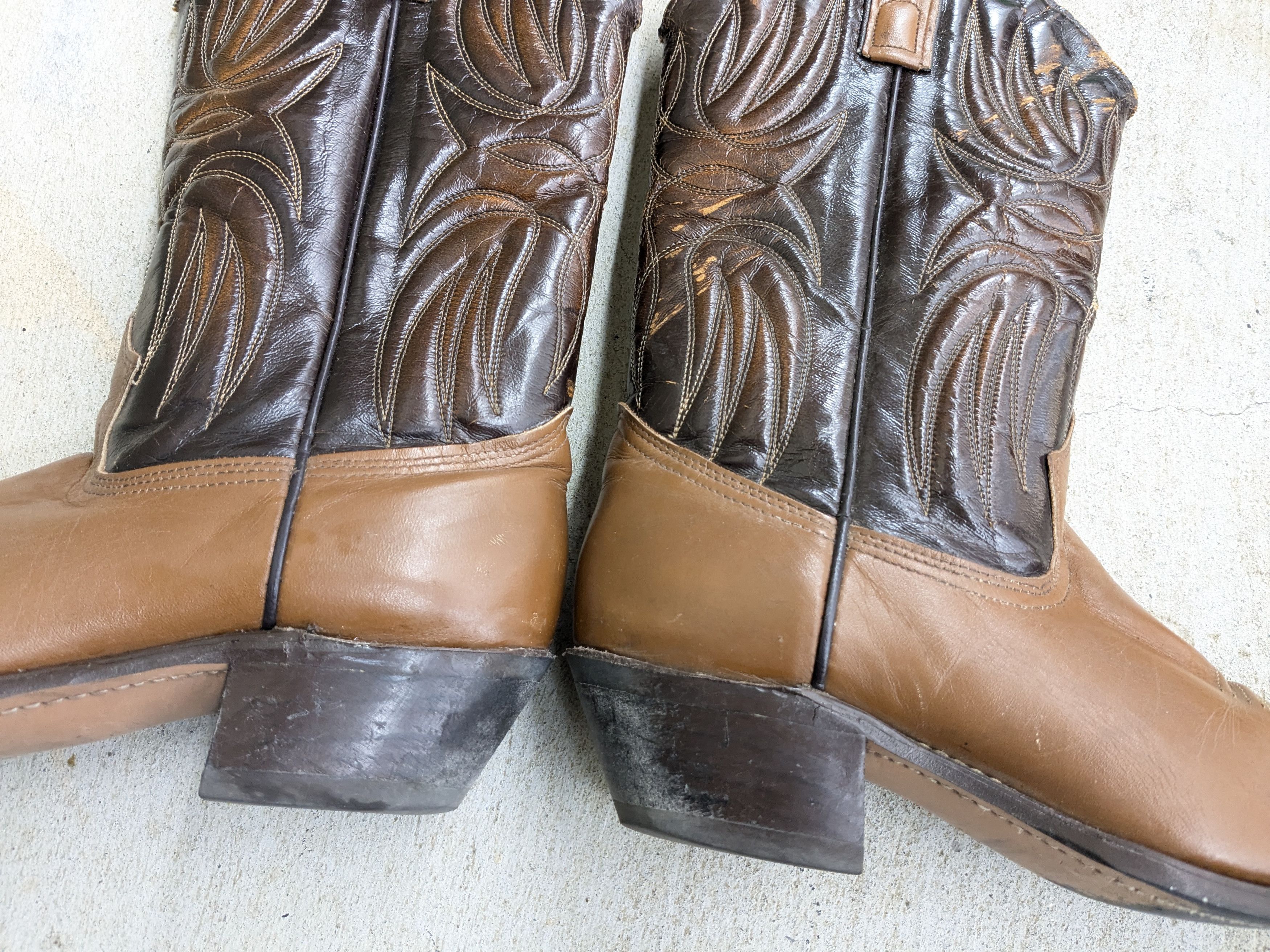Genuine Leather Texas Cowboy Boots Brown Tan 9.5 D Leather Tan Size US 9.5 / EU 42-43 - 7 Thumbnail