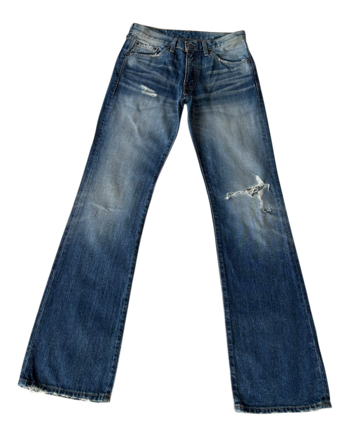 Hedi Slimane × Jean × Levi's Vintage Levis 517 Japan Flare Bootcut Distressed Denim Jean Size US 29 - 2 Thumbnail