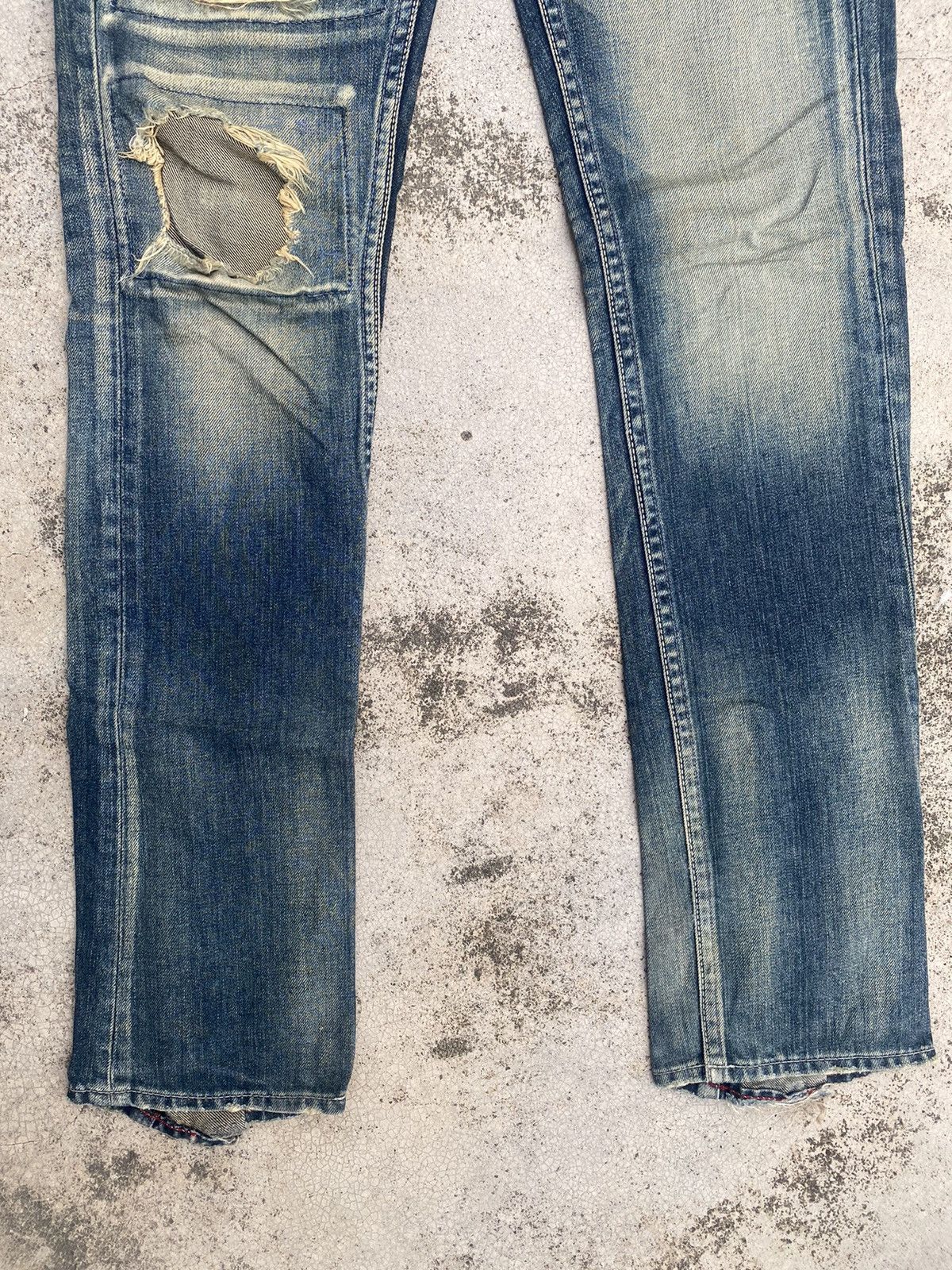 If Six Was Nine × Japanese Brand × Le Grande Bleu (L.G.B.) Japanese Brand Varosh Distressed Patch Faded Low Rise Jeans Size US 30 / EU 46 - 10 Thumbnail