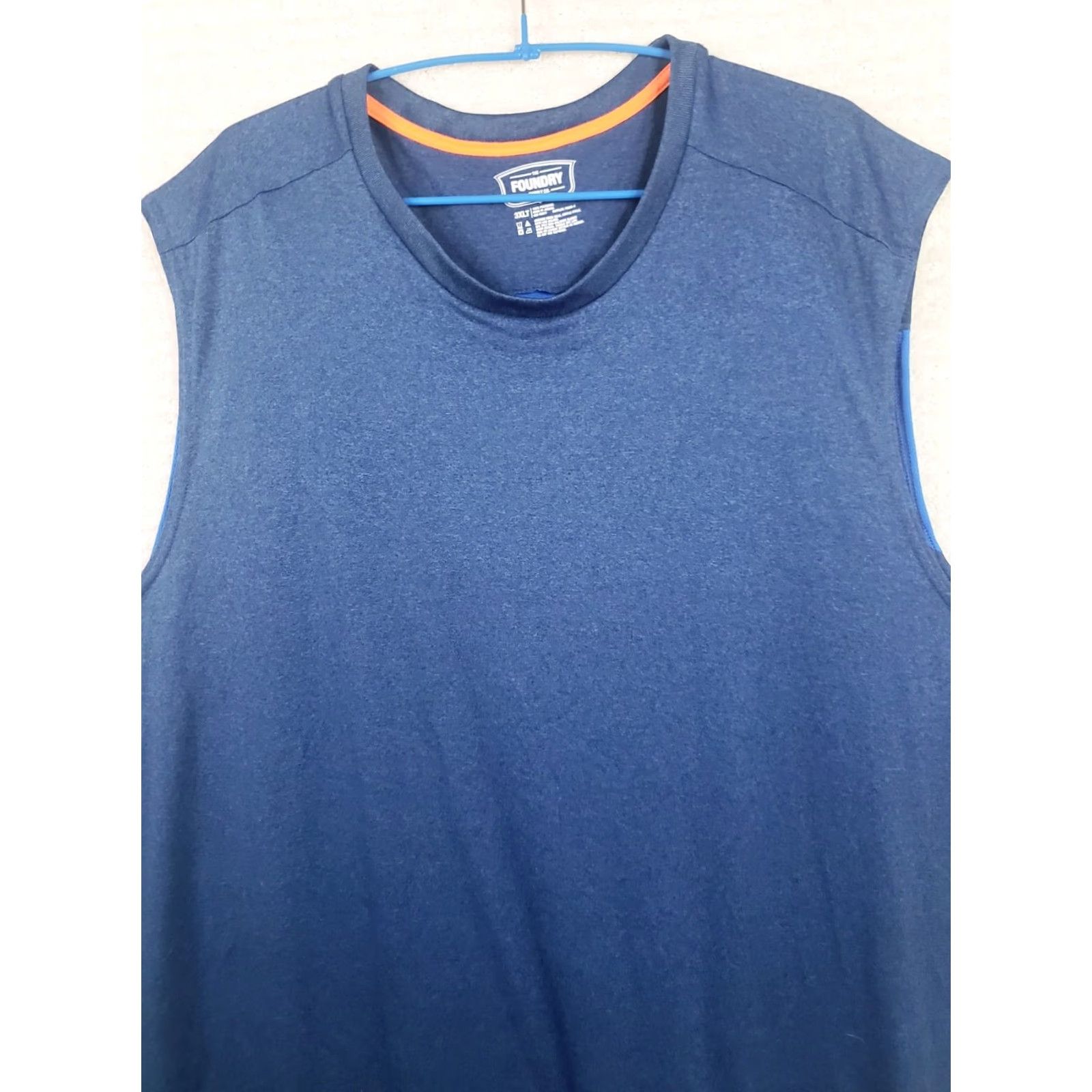 Vintage Foundry T-Shirt Sleeveless 3XLT Blue Men Big & Tall Crew Neck Logo All Seasons Breathable Cotton Polyester Knit Shirt Size US XXL / EU 58 / 5 - 2 Thumbnail