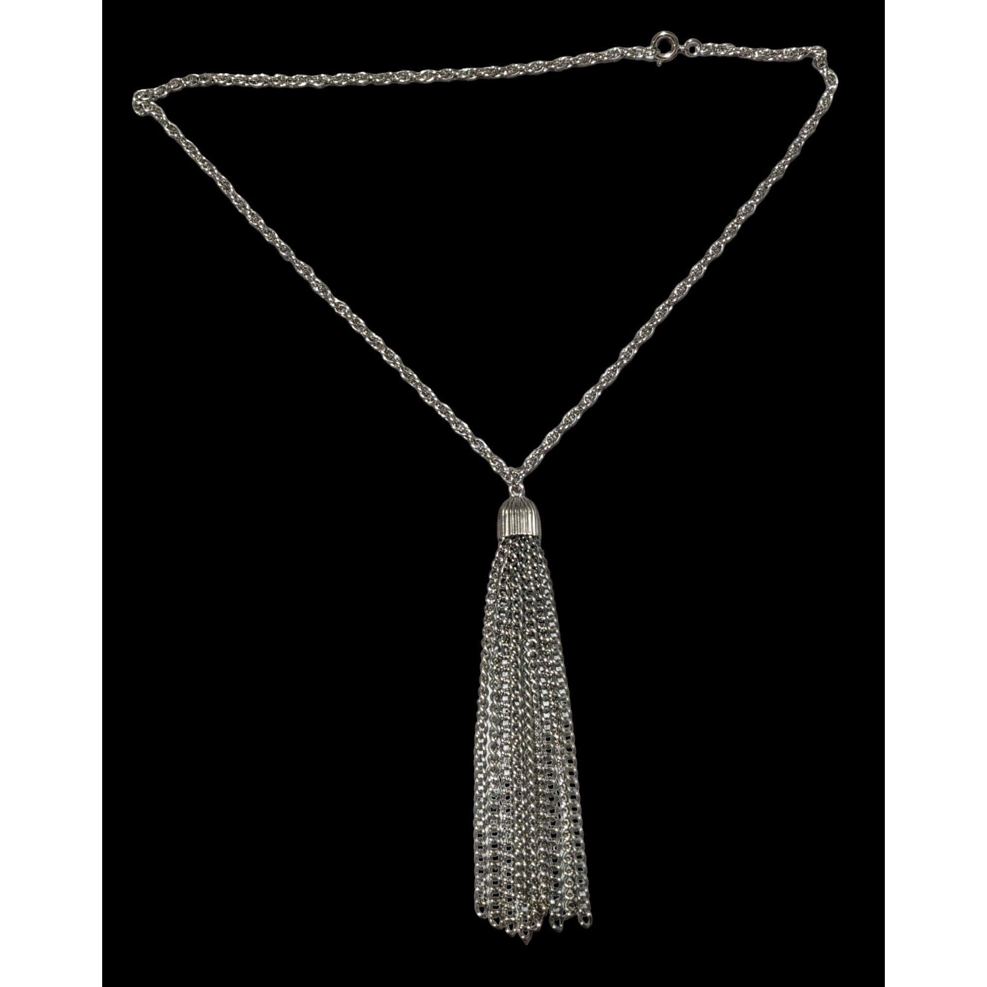 Other Simple Silver Chain Tassel Pendant Necklace Size ONE SIZE - 1 Thumbnail