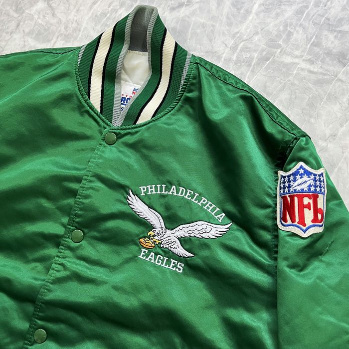 90’s Philadelphia Eagles Green Satin Bomber Jacket