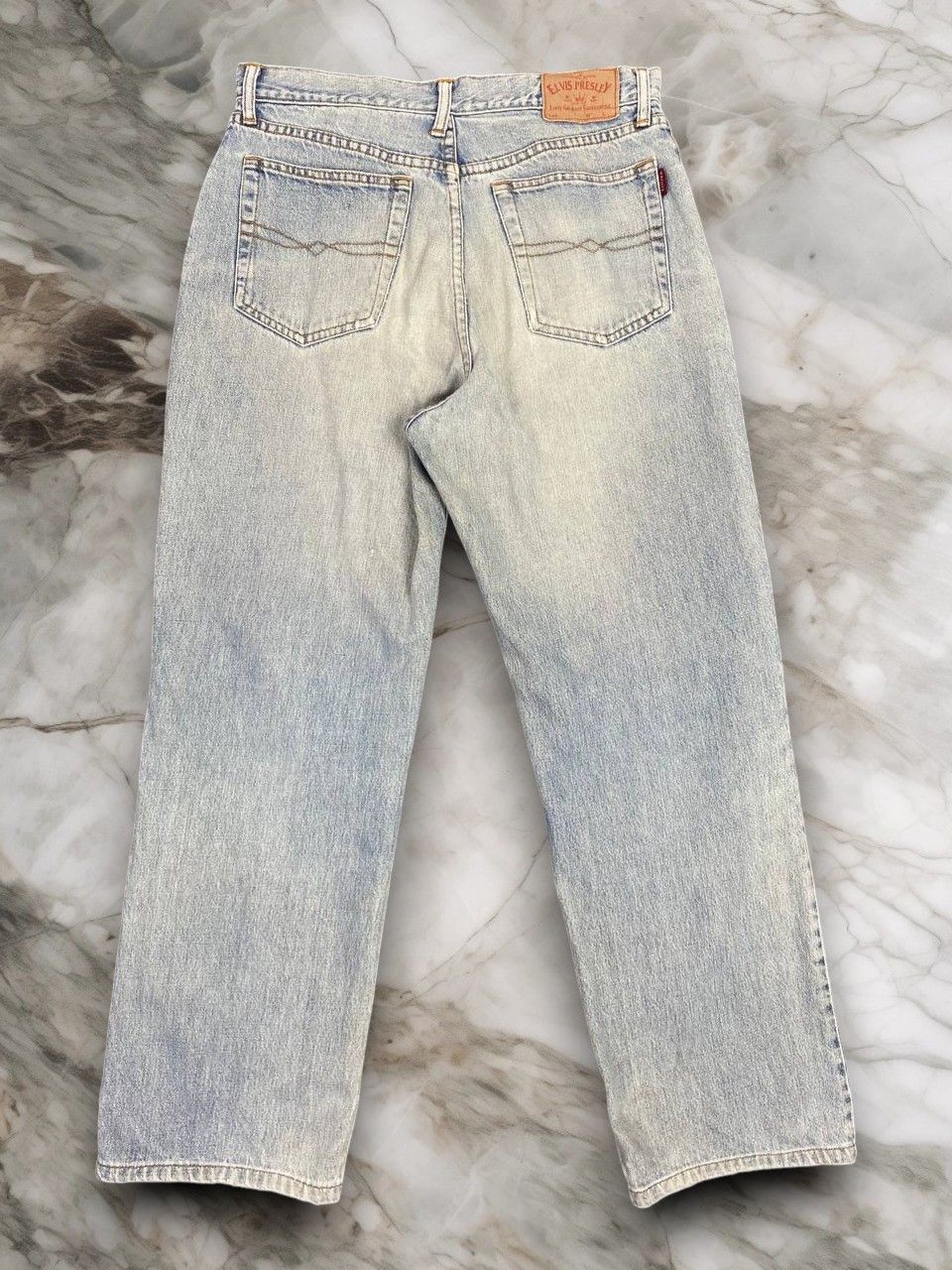 Japanese Brand elvis presley lightwash distressed denim nice design Size US 33 - 2 Thumbnail