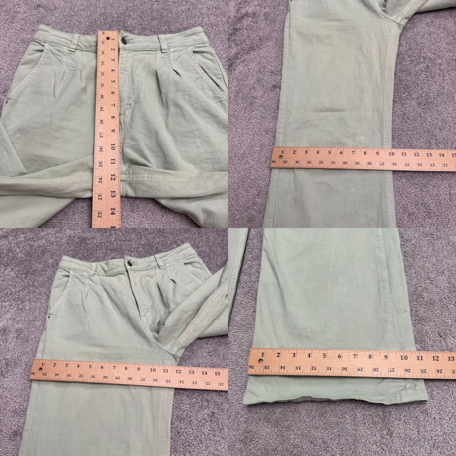 United Colors Of Benetton United Colors of Benetton Jeans Womens 6 Green Wide Leg High Rise Cotton Denim Size 28" / US 6 / IT 42 - 10 Thumbnail