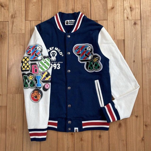 Bape BAPE Milo Sweat Varsity Jacket Navy a bathing ape NIGO Size US S / EU 44-46 / 1 - 1 Thumbnail