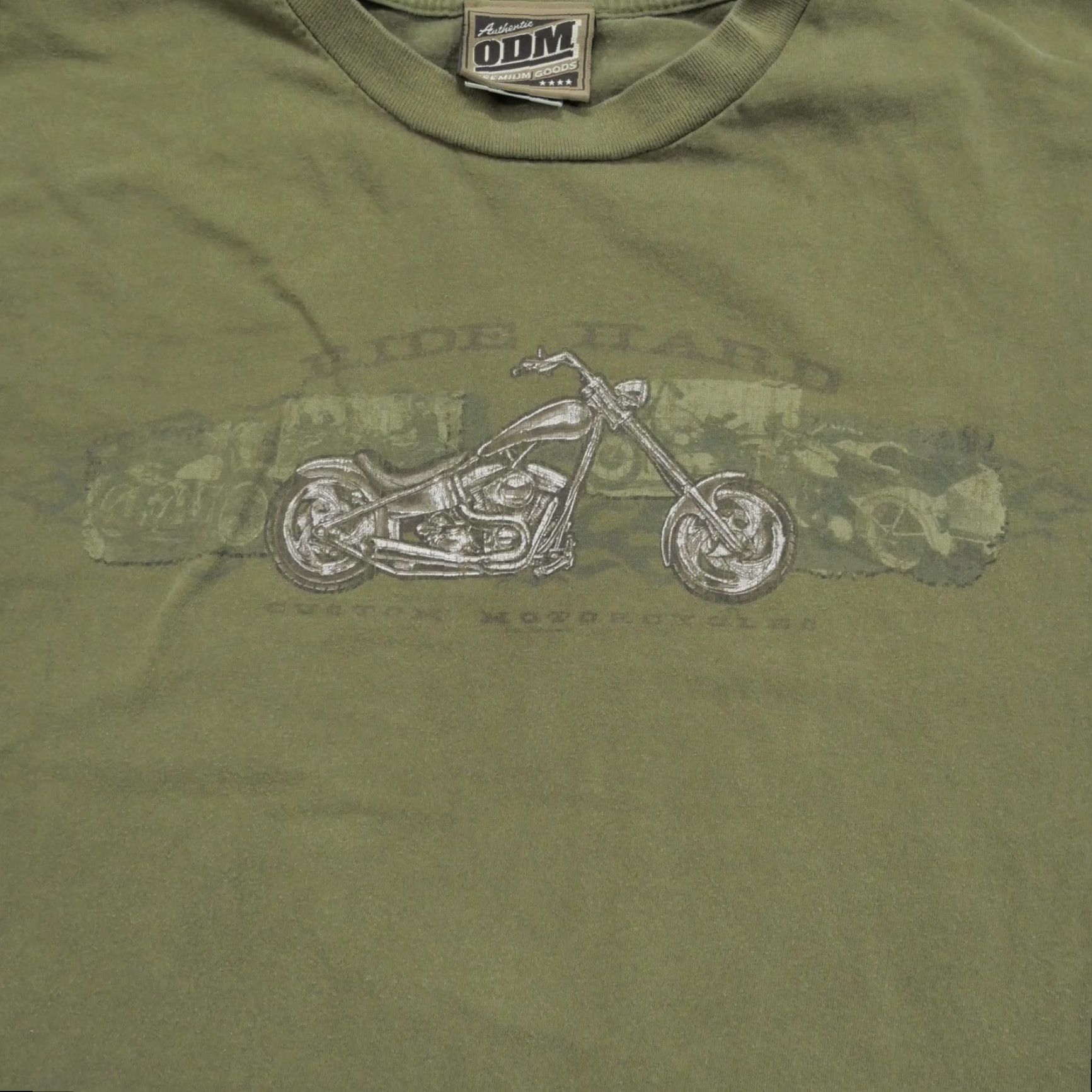Vintage VINTAGE ODM T Shirt Adult Large Green Motorcycle Distressed Y2K Mens Shirts Crew Neck Short Sleeve Cotton Vintage Size US L / EU 52-54 / 3 - 2 Thumbnail