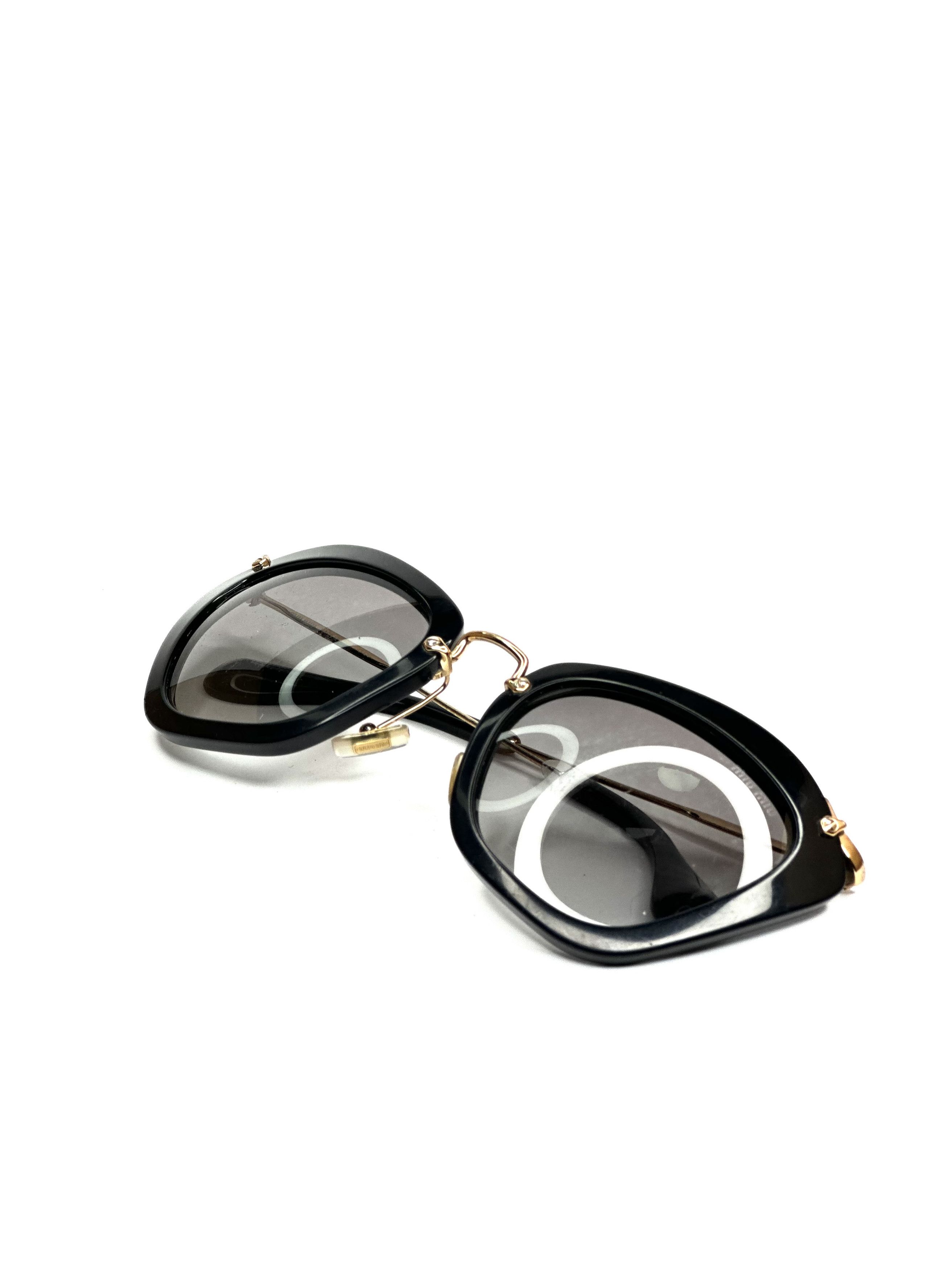 Miu Miu Miu Miu cateye black gold slim designer sunglasses Size ONE SIZE - 11 Thumbnail