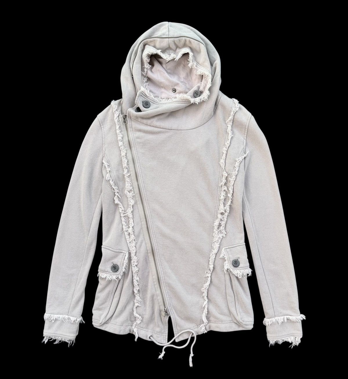 Japanese Brand Anne Kerry Cool Distressed Hooded Jacket – Asymmetrical Size US M / EU 48-50 / 2 - 1 Thumbnail