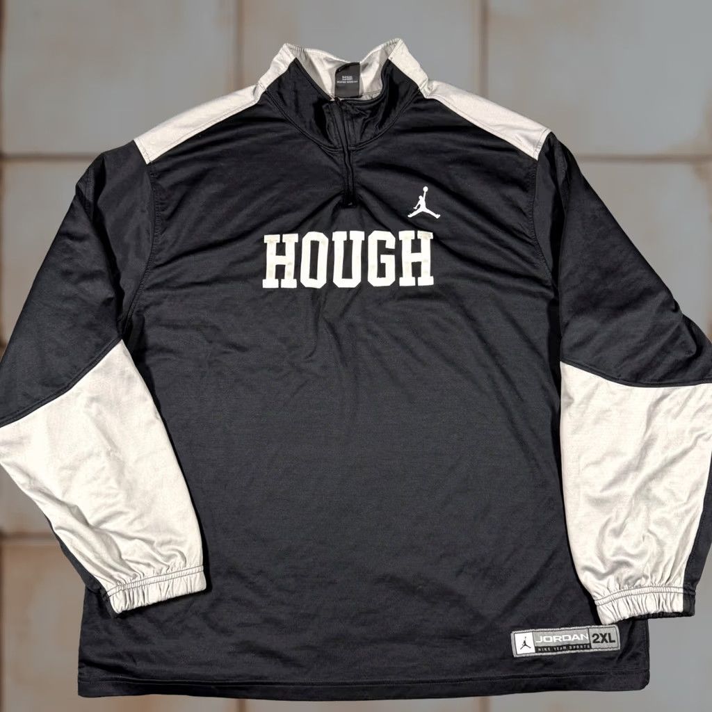 Jordan Brand VINTAGE Jordan HOUGH 2XL Mens Quarter Zip Pullover Shirt Black Gray Athletic Size US XXL / EU 58 / 5 - 1 Thumbnail