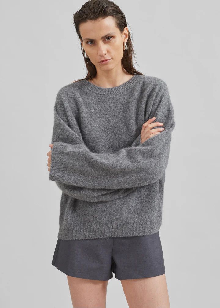 Loulou de Saison o1s22i1n1024 Wool Blend Pullover Sweater in Grey Size M / US 6-8 / IT 42-44 - 2 Thumbnail