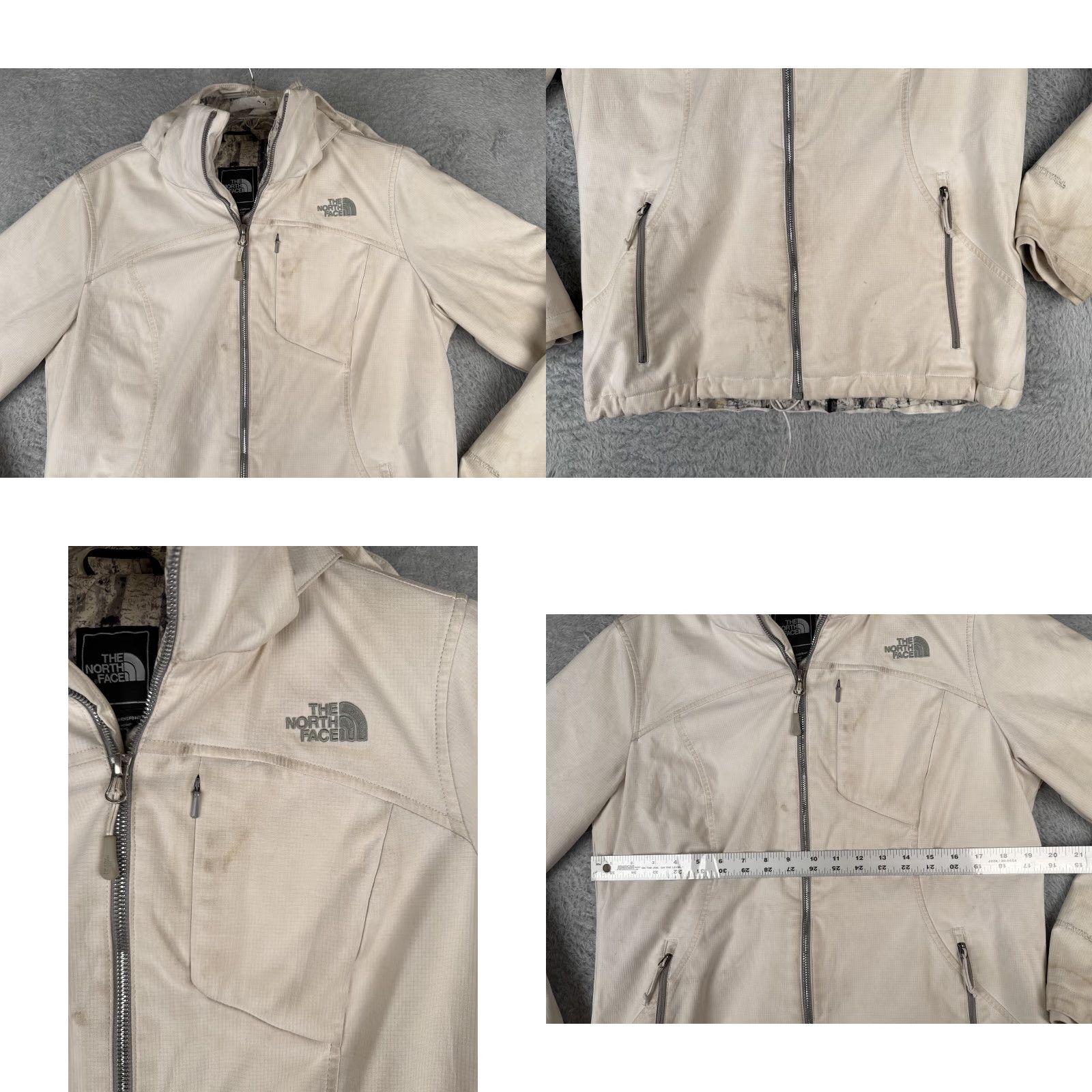 The North Face The North Face Jacket Women L Beige Windwall Full Zip Hood - Regular, Solid, Embroidered Logo, Polyester, Lightweight? Size L / US 10 / IT 46 - 8 Thumbnail