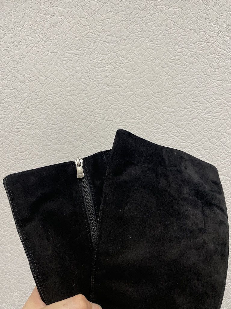 Paoloni Vintage PAOLETTI By Aslan Suede-Leather Black Full-Zip High Knee Boots Heels Shoes 36 Size US 6 / IT 36 - 14 Thumbnail