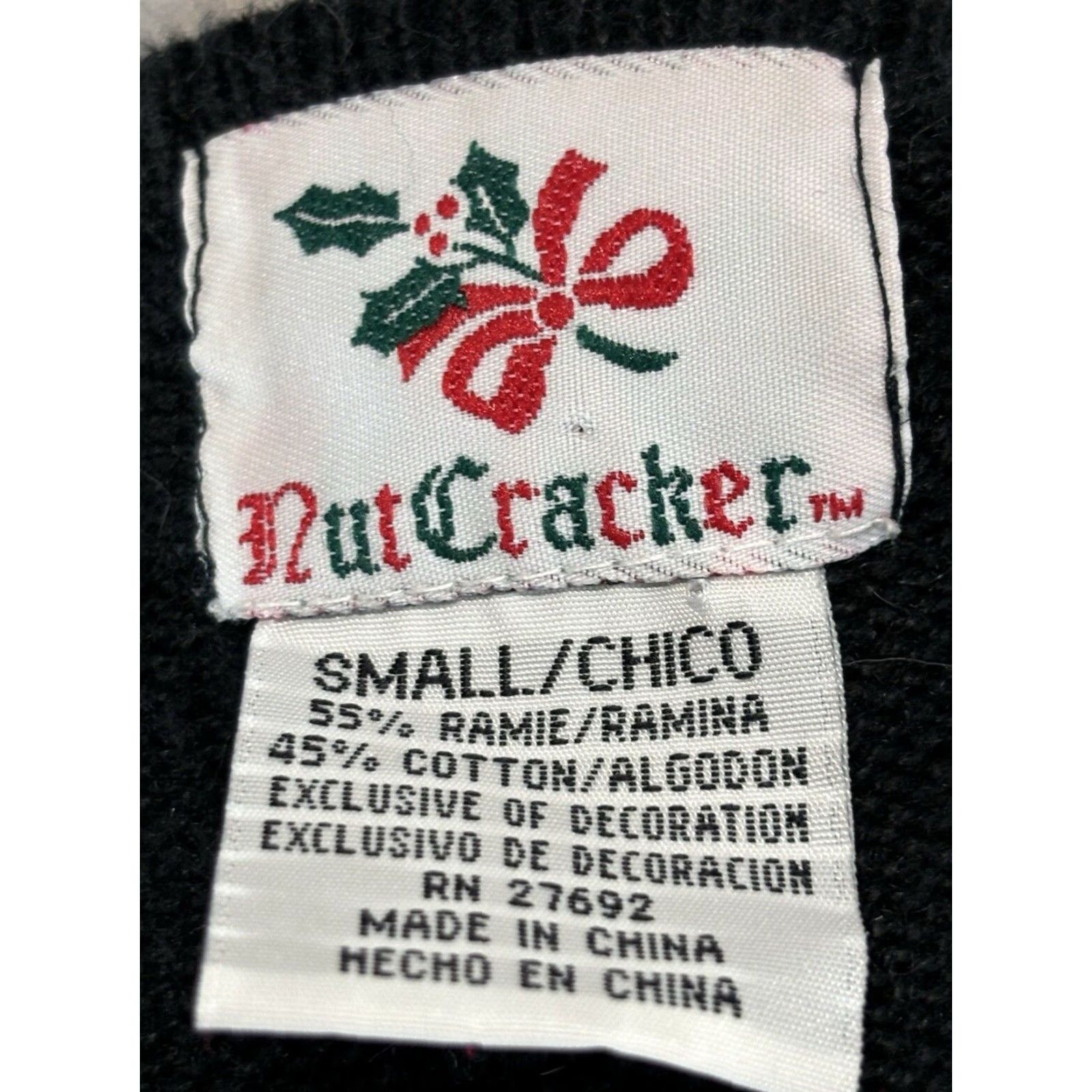 Vintage VINTAGE Nutcracker Christmas Tunic Sweater Women's S Black Beaded Embellished Knit Ramie Blend 1960s/70s Mens Womens? Size S / US 4 / IT 40 - 7 Thumbnail