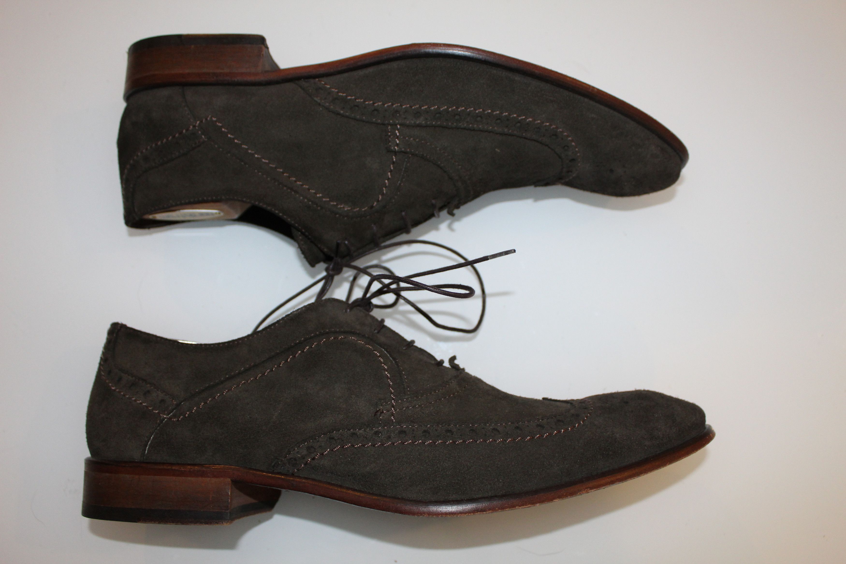 John Varvatos Varvatos Men’s Brogue – Chocolate Suede (Handmade in Italy) Size US 11 / EU 44 - 2 Thumbnail