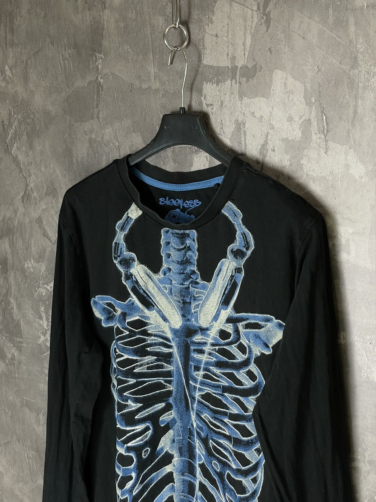 Vintage Crazy Y2K Affliction Style Skull Skeleton Bones Black LS Tee Size US M / EU 48-50 / 2 - 9 Thumbnail