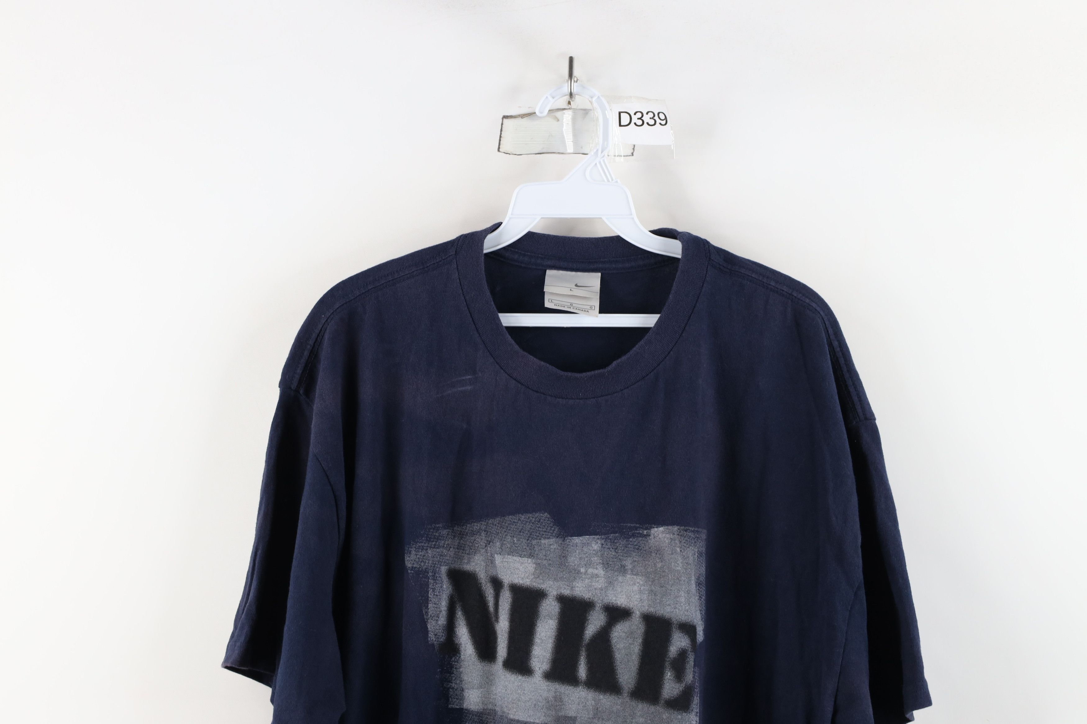 Nike × Vintage Vintage 90s Y2K Nike Scott Mini Swoosh Stencil T-Shirt Size US L / EU 52-54 / 3 - 2 Thumbnail
