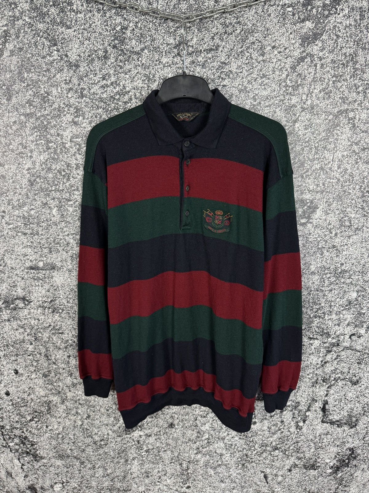 Paul & Shark Paul Shark Vintage Wool Striped Rugby Polo Shirt Italy XL Size US XL / EU 56 / 4 - 1 Thumbnail