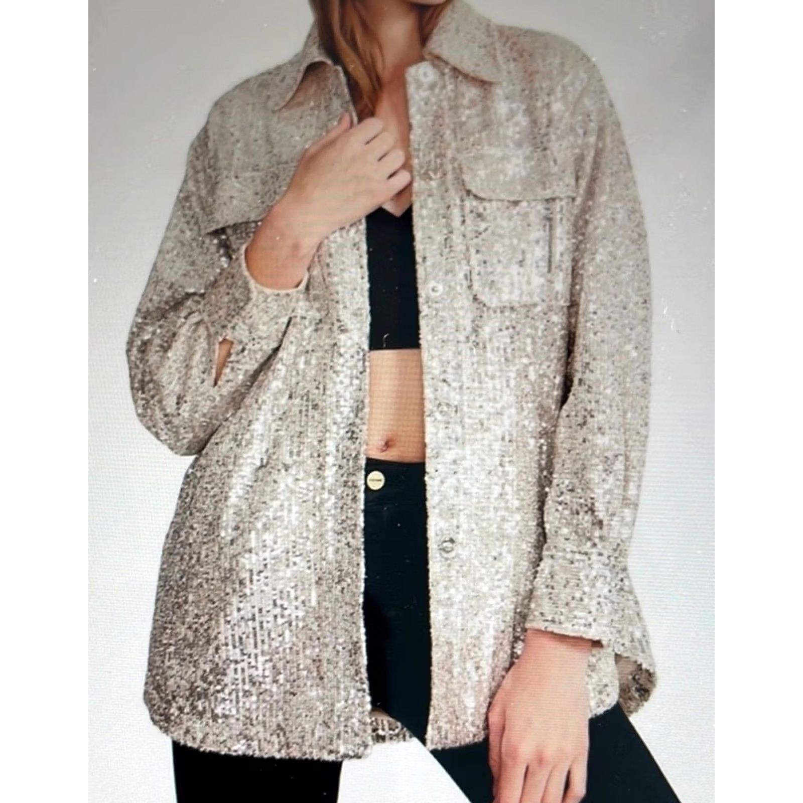 BB Dakota BB Dakota by Steve Madden Glitter Sweet Jacket All-Over Sequins Womens Size S Size S / US 4 / IT 40 - 2 Thumbnail