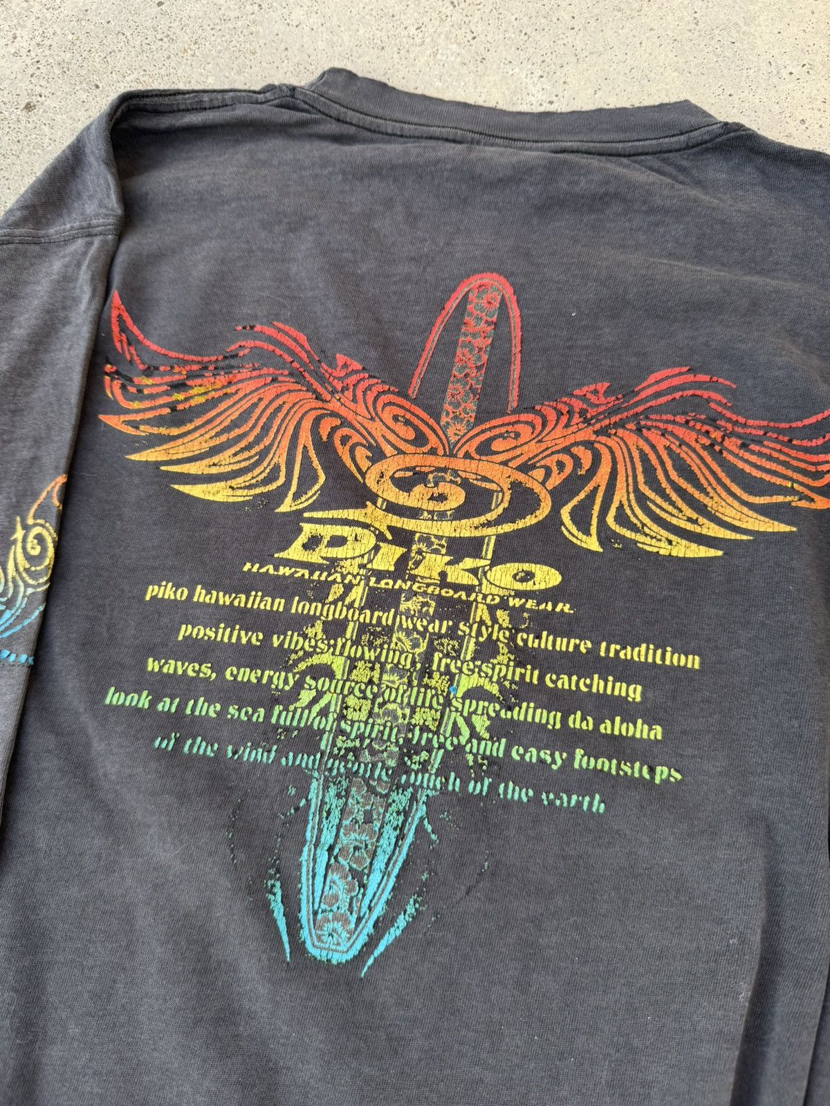 If Six Was Nine Distressed Sun Faded Piko Surf Wear LS Tees Size US M / EU 48-50 / 2 - 2 Thumbnail