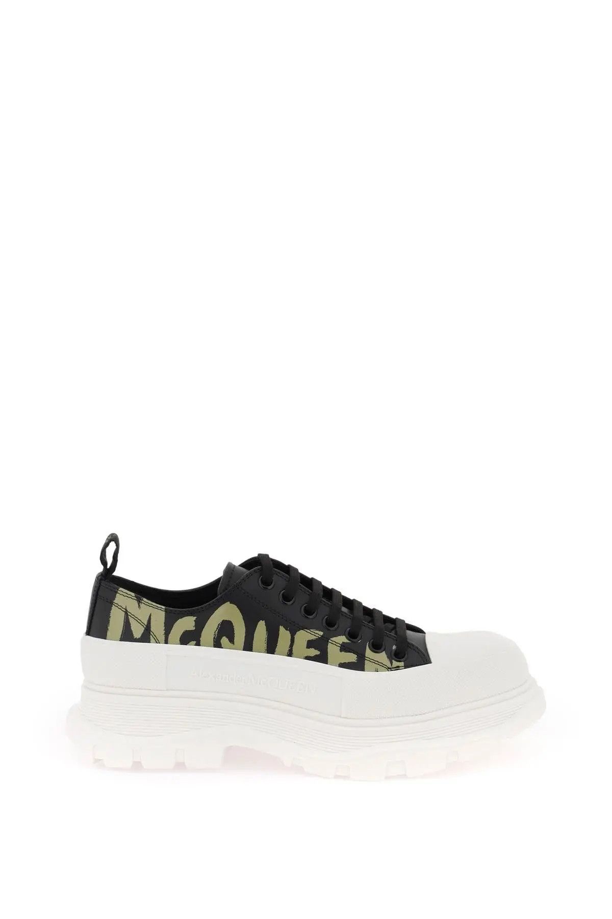 image of Alexander Mcqueen O1S22I1N1223 Tread Slick Sneakers In Khaki Black, Men's (Size 7)