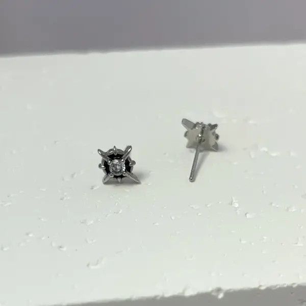 Other 925 Silver Plated CZ Star Stud Earrings for Men Women Size ONE SIZE - 1 Thumbnail