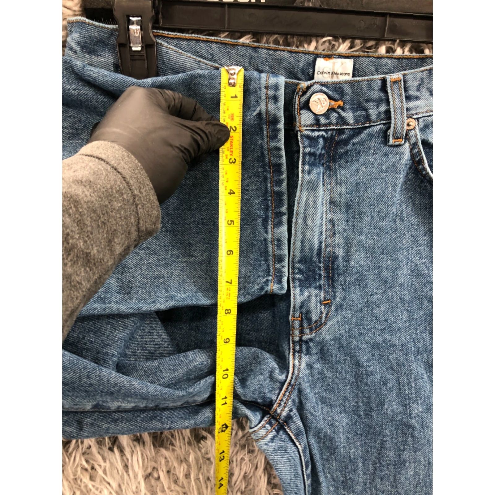 Calvin Klein Calvin Klein High Rise Mom Jeans Womens Blue Stone Wash Size 12 Easy Fit Size 34" / US 12 / IT 48 - 4 Thumbnail