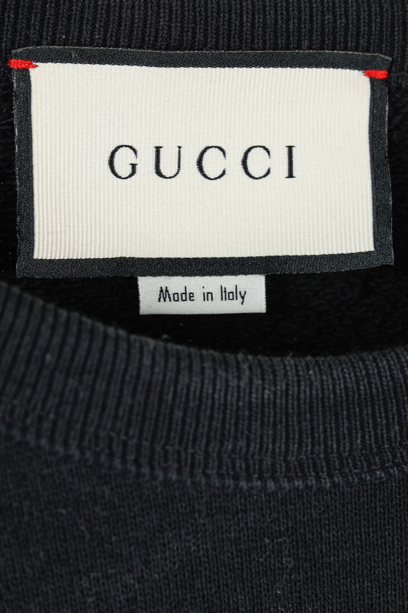 Gucci Gucci Black Distressed-Effect Logo-Print Cotton Sweatshirt Size US S / EU 44-46 / 1 - 4 Thumbnail