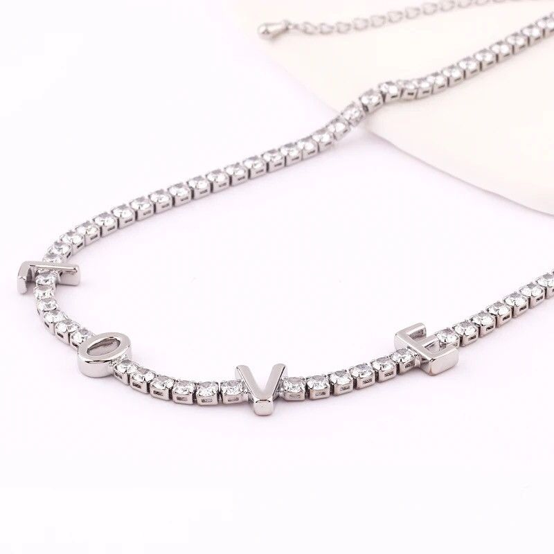 Jewelry Cubic Zircon Chain Love Necklace Size ONE SIZE - 3 Thumbnail